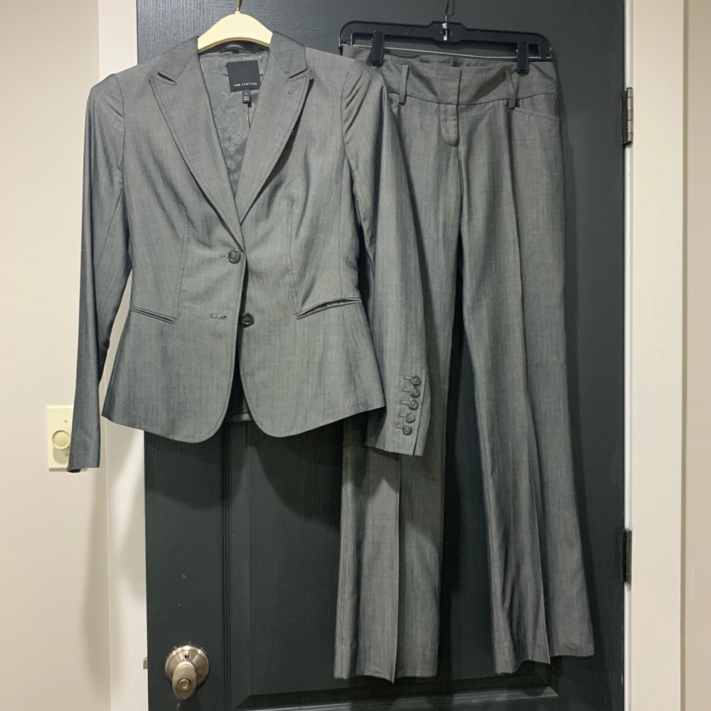 The Limited suit set grey silk blend jacket/pants